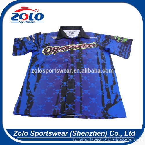 Hight Quality Men's Full Button Sublimation Custom Pit Crew Shirts